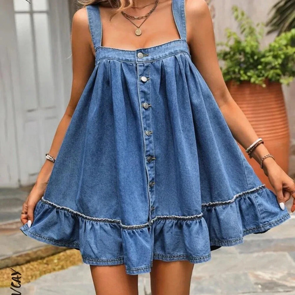 SHEIN Dresses & Skirts - Denim Button Up Oversized Dress